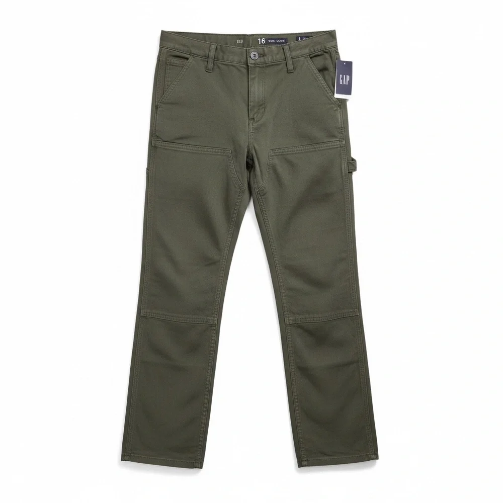 NWT GAP Boys Original Straight Leg‎ Olive Green Carpenter Style Jeans Casual